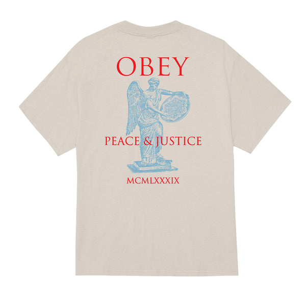 Obey Peace & Justice Statue T-Shirt - Silver Grey - Streetart.fr